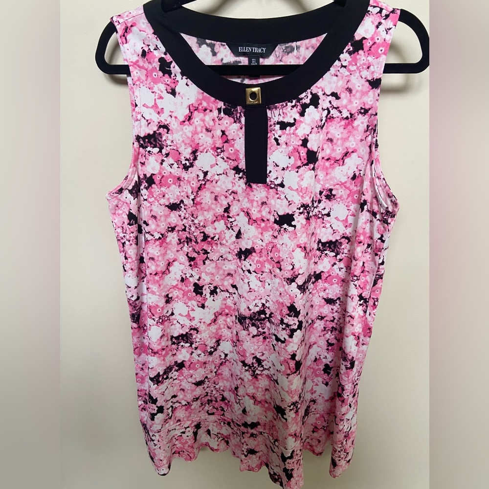 Ellen Tracy Pink Floral Women's Top size large